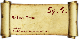 Szima Irma névjegykártya